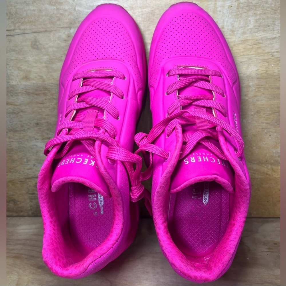 Skechers Uno Night Shades Womens Size 9 Shoes Sneakers Hot Pink 73667 Lace Up - Picture 2 of 4